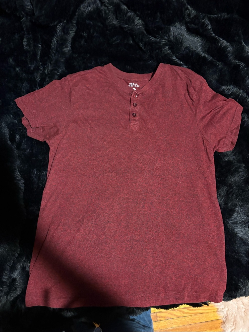 Men's Henley Short Sleeve Shirt - Burgundy